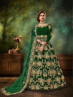 Myra Green Velvet Embroidered Anarkali Suit | Grab2Buy