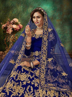 Myra Blue Velvet Embroidered Anarkali Suit | Grab2Buy