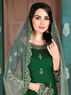 Myra Beautiful Green Art Silk Embroidered Patiyala Suit | Grab2Buy
