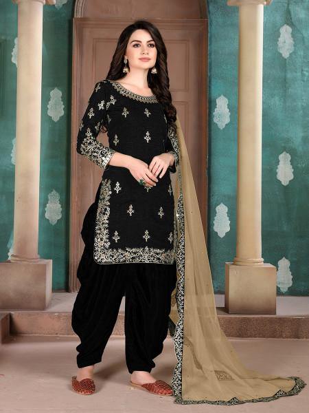 Myra Black Art Silk Embroidered Beautiful Patiyala Suit | Grab2Buy