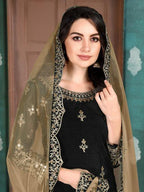 Myra Black Art Silk Embroidered Beautiful Patiyala Suit | Grab2Buy