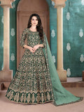 Myra Green Georgette Embroidered Anarkali Suit | Grab2Buy