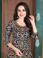 Myra Beautiful Navy Blue Georgette Embroidered Anarkali Suit | Grab2Buy