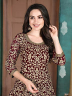 Myra Beautiful Maroon Georgette Embroidered Anarkali Suit | Grab2Buy