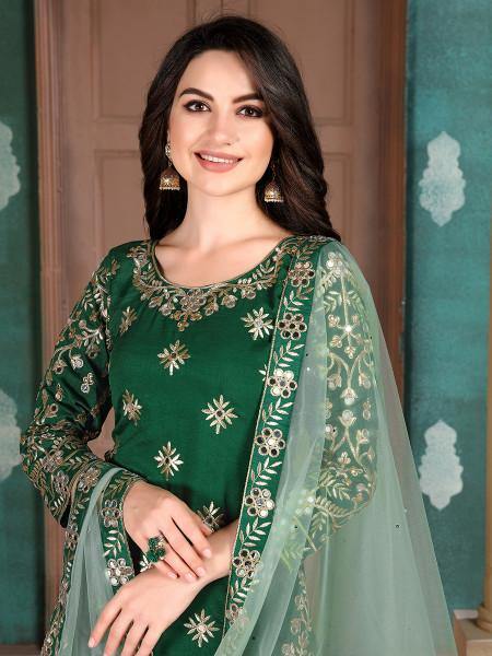 Myra Green Art Silk Embroidered Patiyala Suit | Grab2Buy