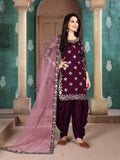 Myra Wine Art Silk Embroidered Patiala Suit | Grab2Buy