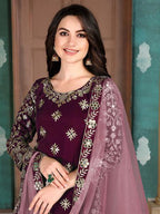 Myra Wine Art Silk Embroidered Patiala Suit | Grab2Buy