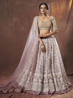 Myra Lilac Embroidered Soft Net Lehenga | Grab2Buy