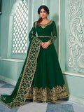 Myra Green Embroidered Real Georgette Anarkali Suit | Grab2Buy