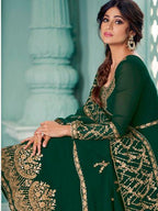 Myra Green Embroidered Real Georgette Anarkali Suit | Grab2Buy