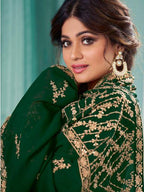 Myra Green Embroidered Real Georgette Anarkali Suit | Grab2Buy