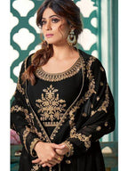 Myra Black Embroidered Real Georgette Anarkali Suit | Grab2Buy