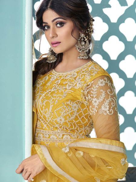 Myra Yellow Heavy Embroidered Gharara Suit | Grab2Buy