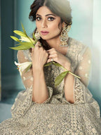Myra Dusty Grey Beautiful Heavy Embroidered Gharara Suit | Grab2Buy