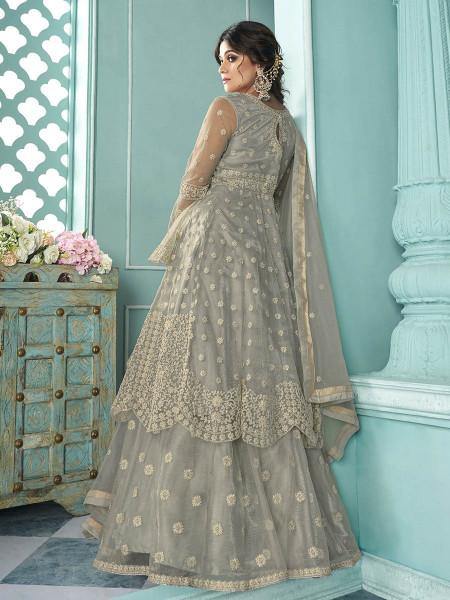 Myra Dusty Grey Beautiful Heavy Embroidered Gharara Suit | Grab2Buy