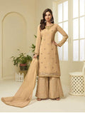 Myra Mustard Yellow Georgette Embroidered Palazzo Suit | Grab2Buy
