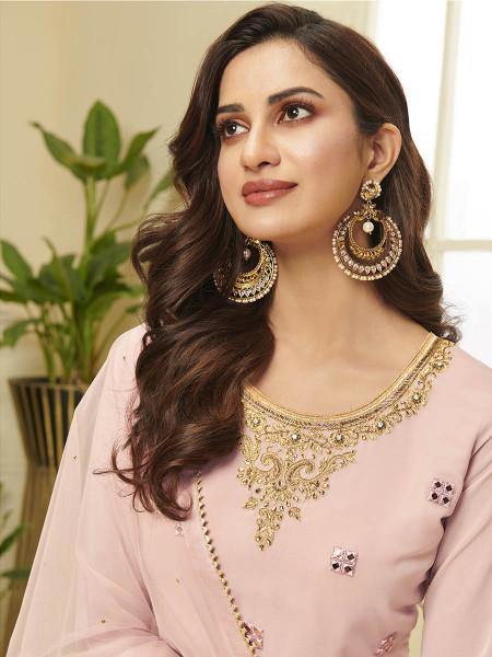 Myra Pink Georgette Embroidered Palazzo Suit | Grab2Buy