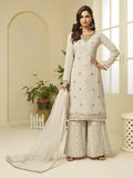 Myra Cream Georgette Embroidered Palazzo Suit | Grab2Buy