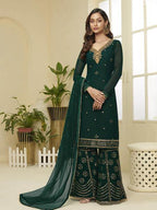 Myra Beautiful Green Georgette Embroidered Palazzo Suit | Grab2Buy