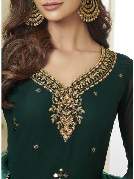 Myra Beautiful Green Georgette Embroidered Palazzo Suit | Grab2Buy