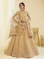 Myra Beautiful Fashion Golden Heavy Embroidered Net Bridal Lehenga | Grab2Buy