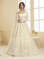 Myra Trendy Off White Heavy Embroidered Net Bridal Lehenga | Grab2Buy