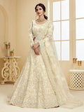Myra Beautiful Off White Heavy Embroidered Net Bridal Lehenga | Grab2Buy