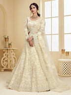 Myra Beautiful Off White Heavy Embroidered Net Bridal Lehenga | Grab2Buy