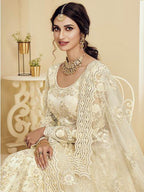 Myra Beautiful Off White Heavy Embroidered Net Bridal Lehenga | Grab2Buy