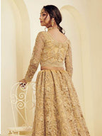 Myra Beautiful Golden Heavy Embroidered Net Bridal Lehenga | Grab2Buy