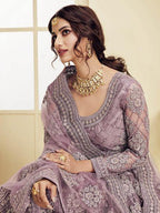 Myra Violet Heavy Embroidered Net Bridal Lehenga | Grab2Buy