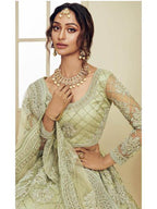Myra Mint Green Heavy Embroidered Net Bridal Lehenga | Grab2Buy