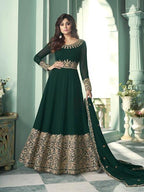 Myra Green and Gold Georgette Embroidered Anarkali Suit | Grab2Buy
