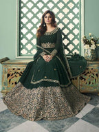 Myra Green and Gold Georgette Embroidered Anarkali Suit | Grab2Buy