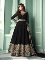 Myra Black and Gold Georgette Embroidered Anarkali Suit | Grab2Buy