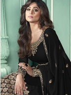 Myra Black and Gold Georgette Embroidered Anarkali Suit | Grab2Buy