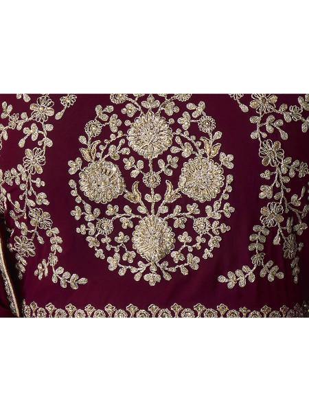 Myra Wine and Gold Georgette Embroidered Anarkali Suit | Grab2Buy