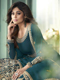 Myra Teal Georgette Embroidered Anarkali Suit | Grab2Buy