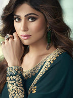 Myra Teal Georgette Embroidered Anarkali Suit | Grab2Buy