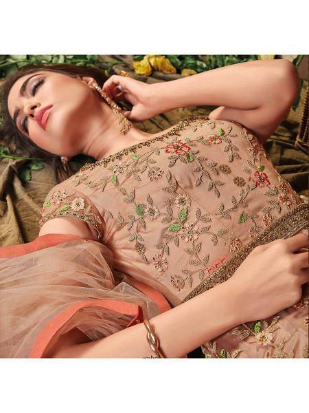 Myra Brown Butterfly Net Embroidered Anarkali Suit | Grab2Buy