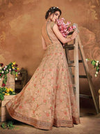Myra Brown Butterfly Net Embroidered Anarkali Suit | Grab2Buy