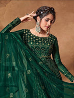 Myra Deep Green Butterfly Net Embroidered Anarkali Suit | Grab2Buy
