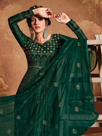 Myra Deep Green Butterfly Net Embroidered Anarkali Suit | Grab2Buy