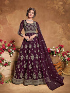 Myra Purple Butterfly Net Embroidered Anarkali Suit | Grab2Buy