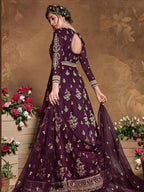 Myra Purple Butterfly Net Embroidered Anarkali Suit | Grab2Buy