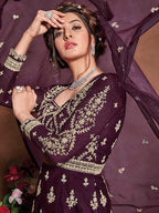 Myra Purple Butterfly Net Embroidered Anarkali Suit | Grab2Buy