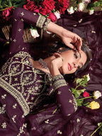 Myra Purple Butterfly Net Embroidered Anarkali Suit | Grab2Buy