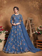 Myra Royal Blue Butterfly Net Embroidered Anarkali Suit | Grab2Buy