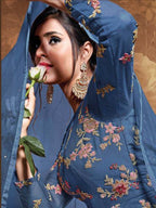 Myra Royal Blue Butterfly Net Embroidered Anarkali Suit | Grab2Buy