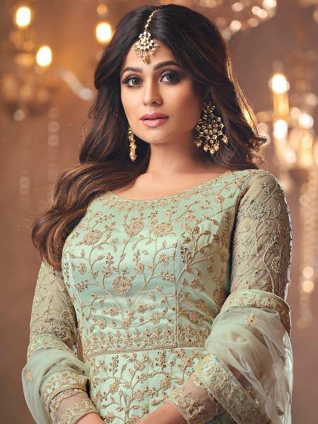 Myra Beautiful Pastel Green Butterfly Net Embroidered Anarkali Suit | Grab2Buy